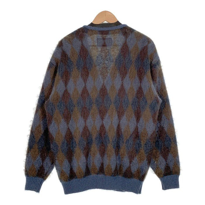 WACKO MARIA ワコマリア 21AW DIAMOND MOHAIR CARDIGAN アーガイル モヘアカーディガン ブルー Size M 福生店