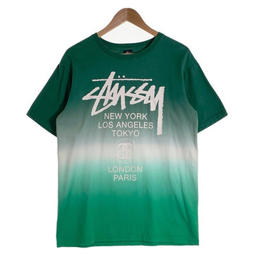 STUSSY ステューシー グラデーション ワールドツアー プリントTシャツ グリーン Size M 福生店