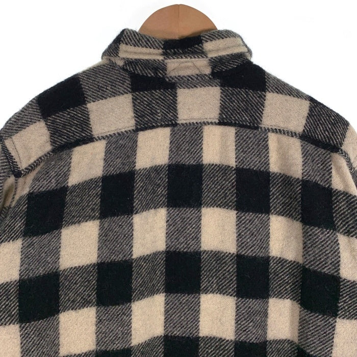 60's SEARS PILGRIM シアーズ ピルグリム バッファローチェック 長袖 ウールシャツ ホワイト ブラック USA製 Size L相当 福生店