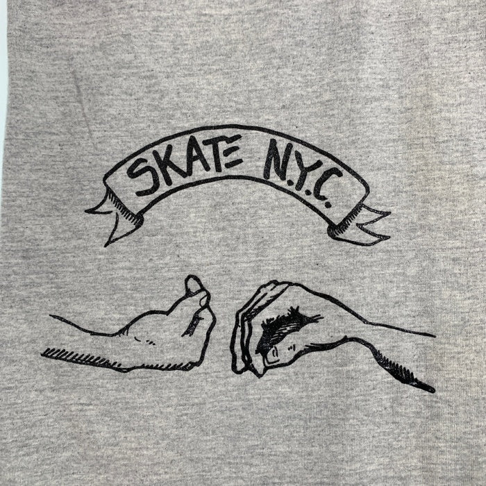 90's SKATE N.Y.C. スケート プリントTシャツ グレー USA製 フルーツオブザルーム Size XL 福生店