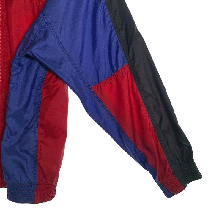 90's NIKE ナイキ ナイロンリップストップ ジップアップジャケット ウィンドブレーカー レッド ブルー ブラック 薄手 Size L 福生店