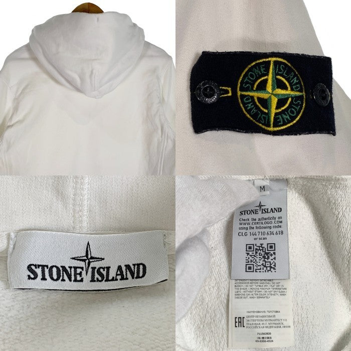 STONE ISLAND ストーンアイランド プルオーバースウェットパーカー スリーブパッチ ホワイト 711562820 Size M 福生店