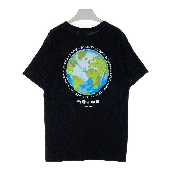 STUSSY ステューシー GLOBAL DESIGN CORP 地球 バックプリント ブラック sizeL 瑞穂店