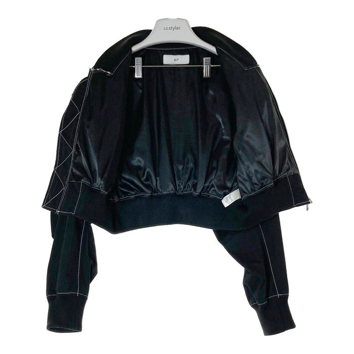 SLY スライ CROPPED BOMBER JK クロップド ボンバージャケット ブラック siseF 瑞穂店