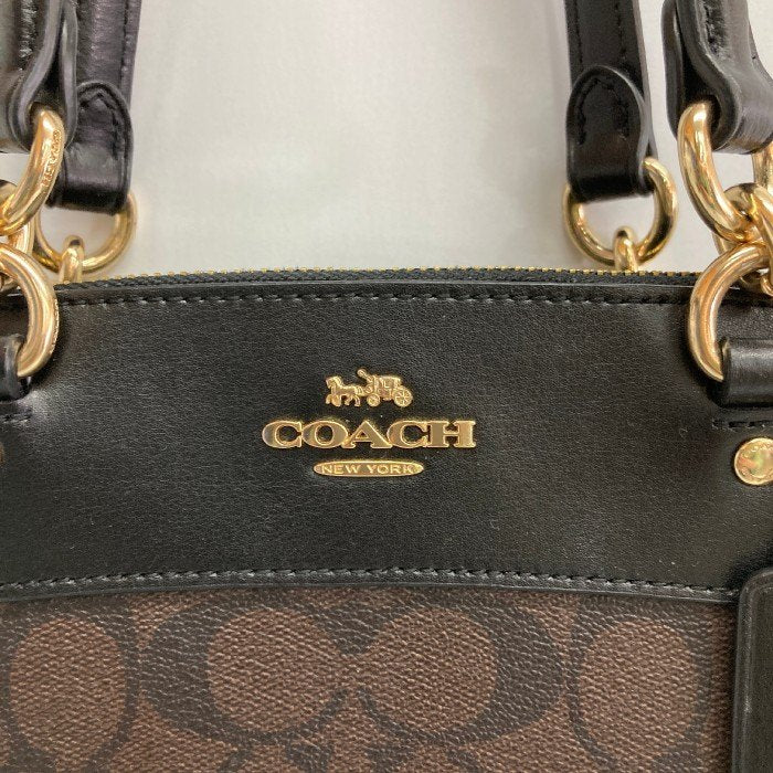 COACH コーチ F26139 シグネチャー 2way ミニブルック キャリーオール  ショルダー ハンドバッグ ブラック×ブラウン 瑞穂店