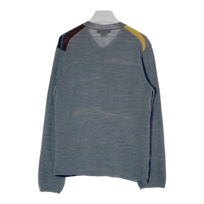 COMME des GARCONS HOMME DEUX コムデギャルソンオムドゥ DN-N001 AD2014 マルチカラーボーダー 切替 Vネック ウール セーター グレー sizeS 瑞穂店