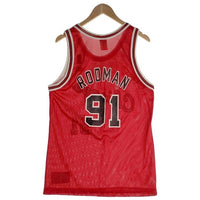 90's Champion チャンピオン Chicago Bulls シカゴブルズ DENIS RODMAN デニス ロッドマン NBA 50周年 ゴールドパッチ タンクトップ ユニフォーム レッド USA製 Size 40 福生店