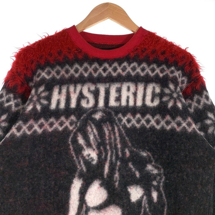 HYSTERIC GLAMOUR ヒステリックグラマー HYS TIMES ジャカードニット トレーナー レッド ブラック 02203CS07 Size M 福生店