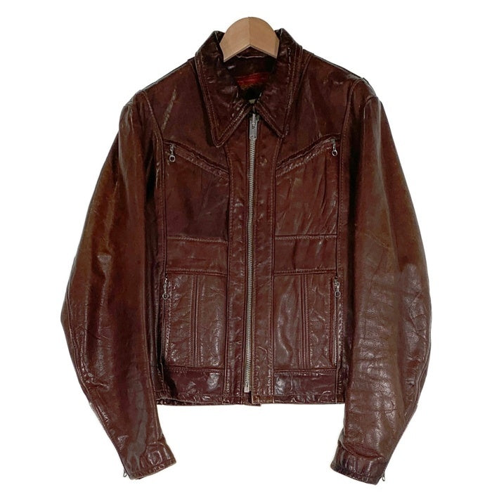 70's~ Schott ショット レザーライダースジャケット ブラウン 襟付 ボアライナー付 USA製 Size 42 福生店
