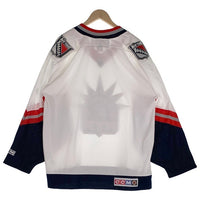 CCM シーシーエム Newyork Rangers ニューヨーク レンジャース NHL ホッケーシャツ 七分丈 ラグランスリーブ ホワイト ネイビー レッド カナダ製 Size L 福生店