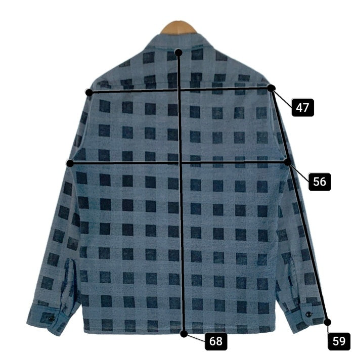 70`s Sears シアーズ Denim doctors デニムドクターズ リメイク プリントフランネルシャツ フラワースタッズ ブルー Size M 相当 福生店