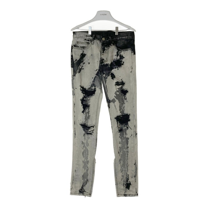 mnml ミニマル 裾ジップ ブリーチ ダメージデニム ブラック size28 瑞穂店
