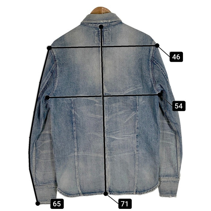 TMT ティーエムティー ダメージ加工 デニムシャツ コンチョボタン インディゴ TSH-F1805 Size L 福生店