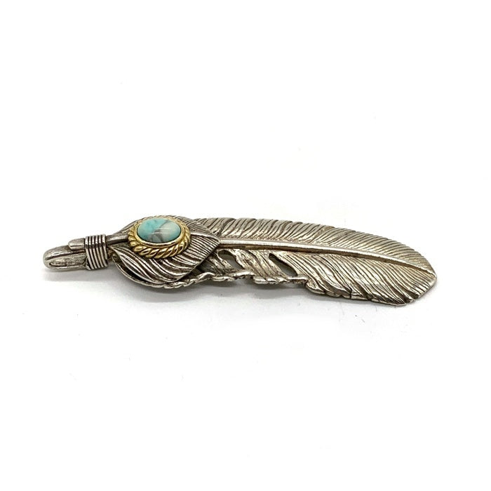 TADY&KING タディアンドキング 特大ハート 金縄ターコイズ SVフェザー 左向き ペンダントトップ シルバー Size Lサイズ (約64mm) 福生店