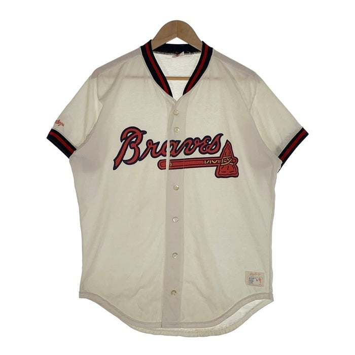 Rawlings ローリングス アトランタ・ブレーブス ベースボールシャツ ホワイト コットン ポリエステル USA製 Size L 福生店