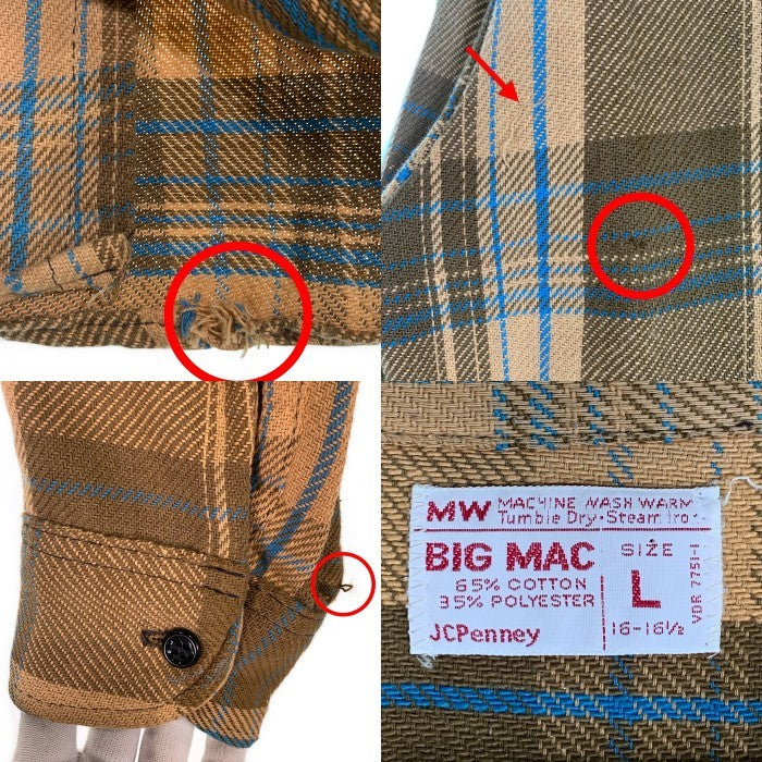 70's BIG MAC ビッグマック フランネルチェックシャツ ベージュ Size L 福生店