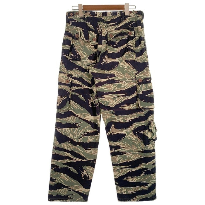 U.S.ARMY レプリカ タイガーストライプ ミリタリーカーゴパンツ ボタンフライ カモフラージュ Size L 福生店