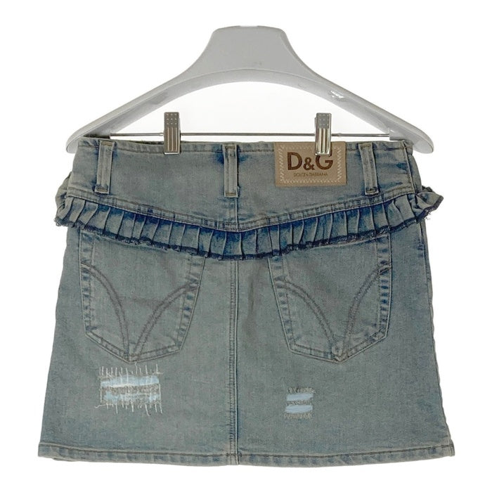 D&G DOLCE&GABBANA ドルチェアンドガッバーナー ダメージ加工 デニム フリルスカート インディゴ size38 瑞穂店