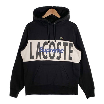 SUPREME シュプリーム 19AW LACOSTE ラコステ Logo Panel Hooded Sweatshirt ロゴパネル プルオーバースウェットパーカー ブラック Size S 福生店