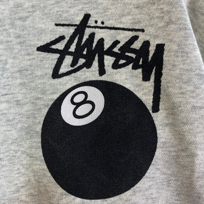 STUSSY ステューシー 8 BALL HOODIE アッシュグレー sizeL※手首・首周り毛玉、汚れあり 瑞穂店