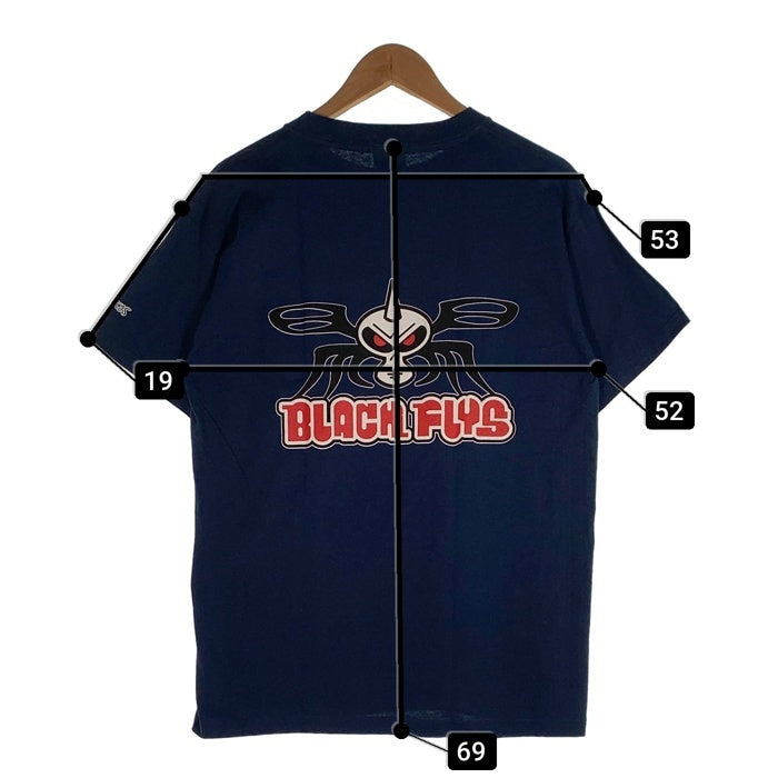 90's BLACKFLYS ブラックフライ プリント Tシャツ ネイビー USA製 Size M 福生店