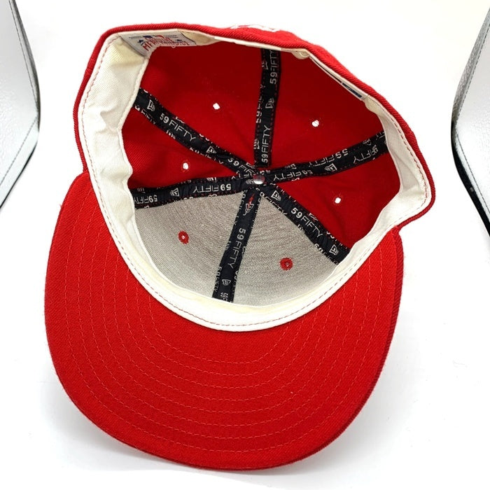 90's New Era ニューエラ 59FIFTY MLB ニューヨーク・ヤンキース ウールベースボールキャップ レッド USA製 Size 7 3/8 (58.7cm) 福生店