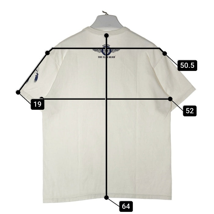 THE FLAT HEAD フラットヘッド 袖プリント Tシャツ ホワイト size42 瑞穂店