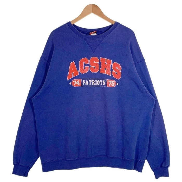 Hanes ヘインズ ACSHS PATRIOTS クルーネックスウェット ブルー レッド Size XL(46-48) 福生店