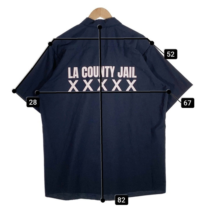 RED KAP レッドキャップ LA COUNTY JAIL プリント ワークシャツ ネイビー 半袖 SP24NV5 Size XL 福生店