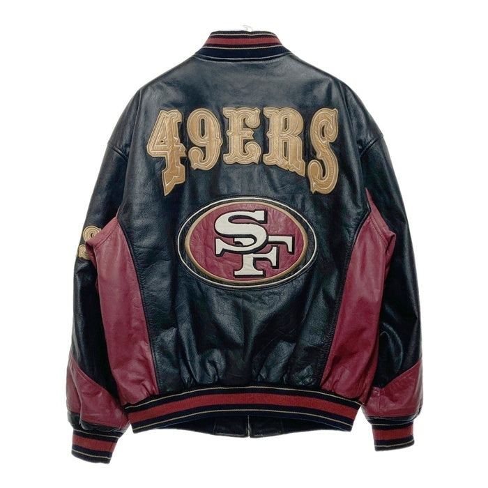 G-Ⅲ AND Carl Banks ジースリーアンドカールバンクス San Francisco 49ERS 刺繍 レザーブルゾン ブラック×レッド sizeL 瑞穂店