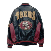 G-Ⅲ AND Carl Banks ジースリーアンドカールバンクス San Francisco 49ERS 刺繍 レザーブルゾン ブラック×レッド sizeL 瑞穂店