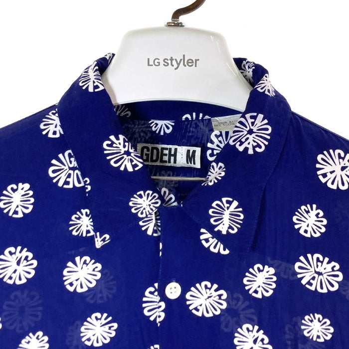 GOODENOUGH グッドイナフ オープンカラーレーヨンシャツ サークルロゴプリント 半袖 ブルー size M 瑞穂店