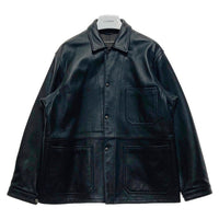 UNITED ARROWS ユナイテッドアローズ シープスキン レザーカバーオール ジャケット スナップボタン ブラック 1125-699-7740 Size M 瑞穂店