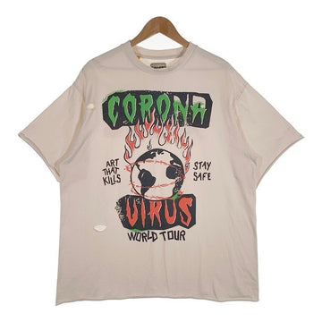 GALLERY DEPT. ギャラリーデプト ATK CORONA VIRUS WORLD TOUR プリントTシャツ ダメージ加工 ベージュ Size L 福生店