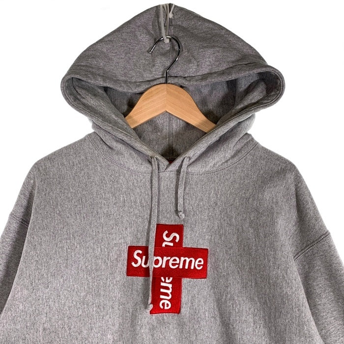 SUPREME シュプリーム Cross Box Logo Hooded Sweatshirts  ボックスロゴ プルオーバー フーディー パーカー グレー Size L 福生店