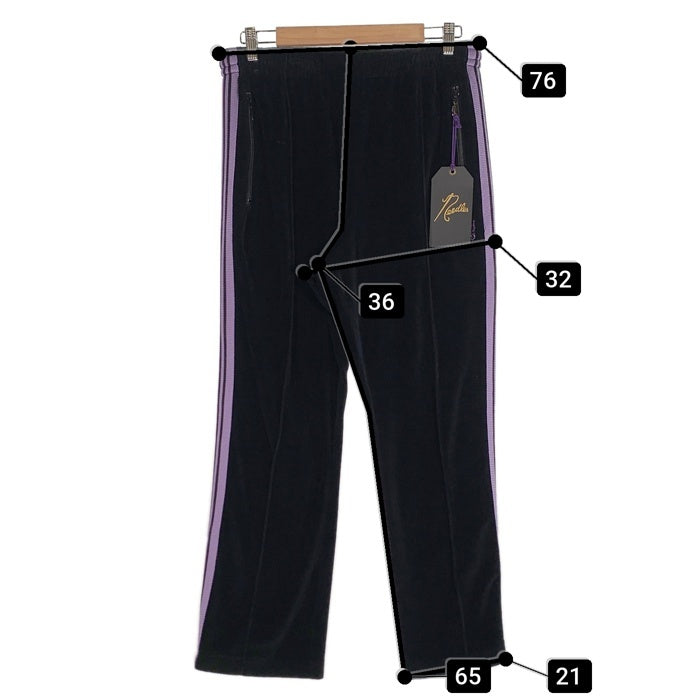 Needles ニードルズ Narrow Track Pant - C/PE Velour ナロートラックパンツ ベロア ブラック パープル KP227 Size M 福生店