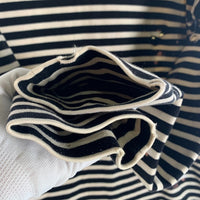 OFF-WHITE オフホワイト 15AW オーバーサイズ ボーダーロングスリーブTシャツ ダメージ加工 ブラック ホワイト イーストランド Size M 福生店