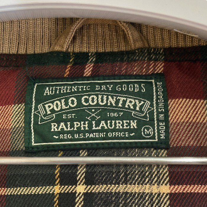 POLO COUNTRY ポロカントリー ヨークレザー切り替え 裏地チェック ダウンジャケット ベージュ sizeＭ 瑞穂店