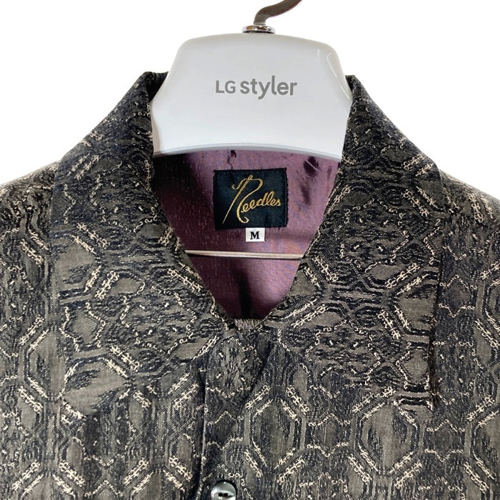 Needles ニードルズ S/S Classic Shirt CU/C Geometric Jq. ショートスリーブ クラシックシャツ オープンカラー 総柄 ジャカード グレー MR122 Size M 瑞穂店