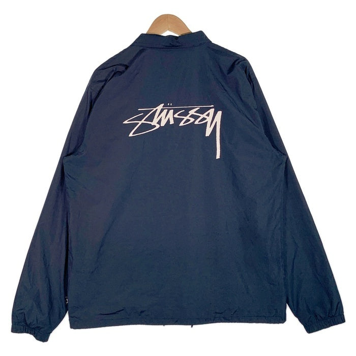 STUSSY ステューシー ロゴ刺繡 バックプリント コーチジャケット ネイビー 115353 Size XL 福生店