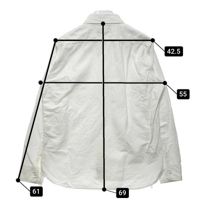 Triple Works トリプルワークス マチ付き ワークシャツ 長袖 コットン ホワイト アイアンハート 2 Size M 瑞穂店