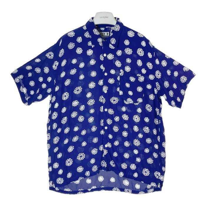 GOODENOUGH グッドイナフ オープンカラーレーヨンシャツ サークルロゴプリント 半袖 ブルー size M 瑞穂店