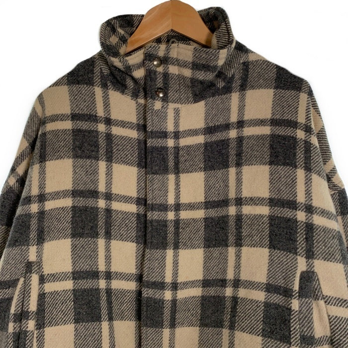 Woolrich ウールリッチ スタンドカラー ウールジップアップ リブブルゾン ジャケット チェック グレー アイボリー USA製 Size M 福生店