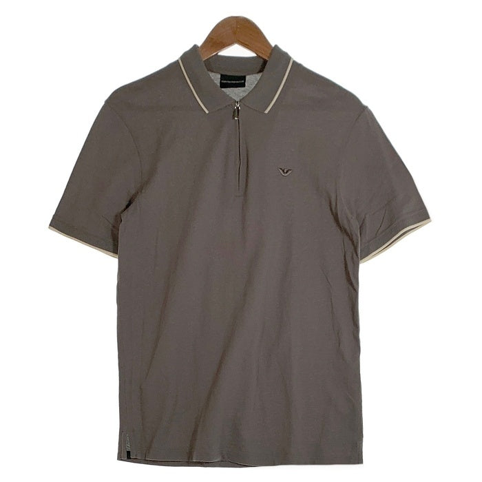 EMPORIO ARMANI エンポリオアルマーニ ハーフジップ 半袖 ポロシャツ ベージュ Size S 福生店