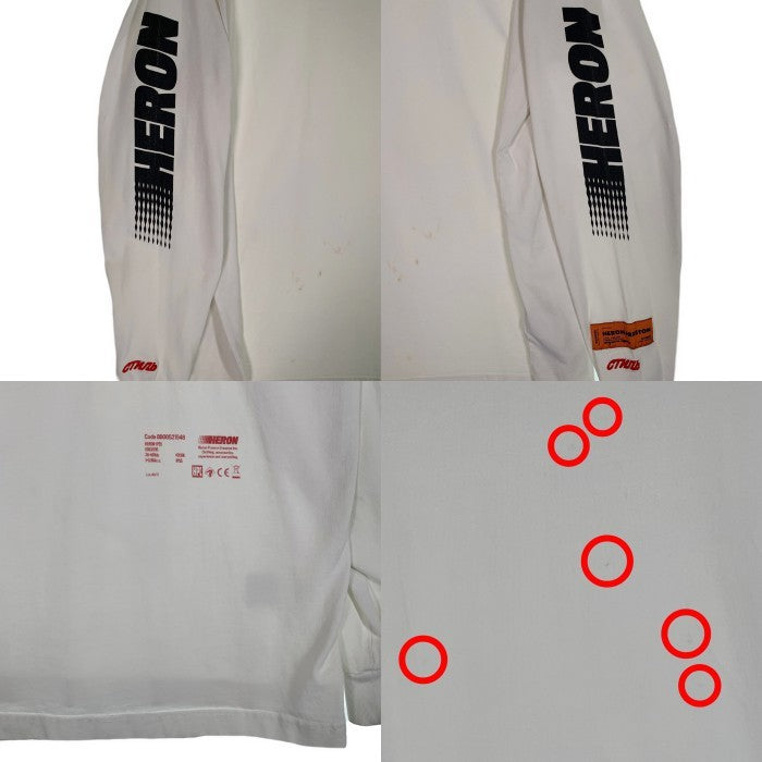 HERON PRESTON ヘロンプレストン プリント 刺繡 ロングスリーブTシャツ ホワイト HMAB002S19600050 Size M 福生店