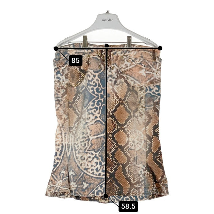 JUST Cavalli ジャストカヴァリ パイソン柄 金具ディテール スカート ブラウン size42 瑞穂店