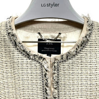 23区 ニジュウサンク ラメツイード ノーカラー ジャケット ホワイト size40 瑞穂店