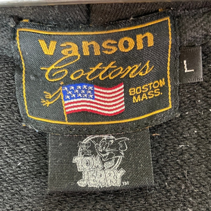 VANSON バンソン トムとジェリー 刺繍＆プリント ジップアップ パーカー ブラック sizeL 瑞穂店