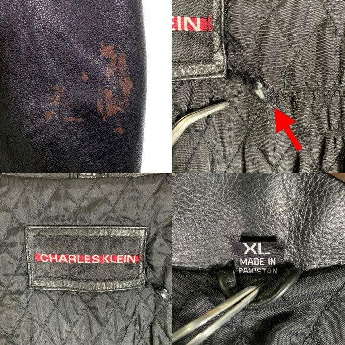CHARLES KLEIN チャールズ クライン シングル レザージャケット ブラック Size XL 福生店