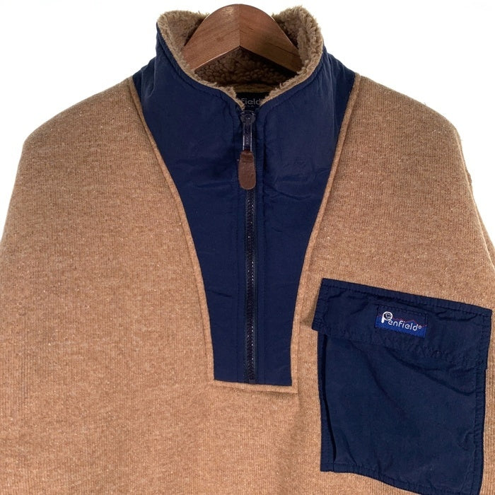 90's Pen Field ペンフィールド パイルフリース プルオーバージャケット ハーフジップ オレンジ ネイビー USA製 Size L 福生店
